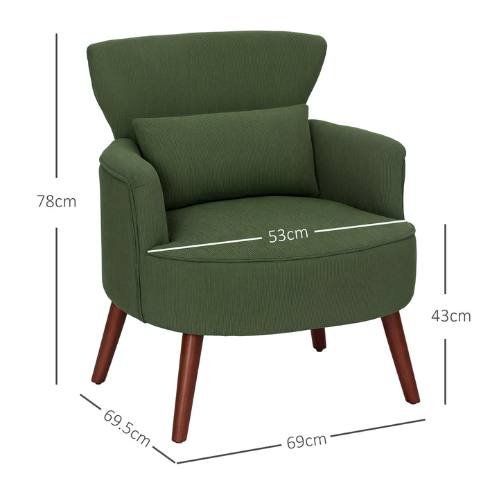 Corduroy Retro Accent Chair - Green
