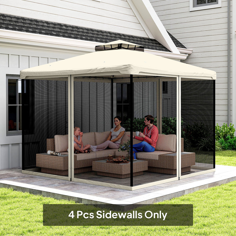 302 x 207cm Universal Replacement Mesh Sidewall Netting for Patio Gazebos and Canopy Tents, (Sidewall Only) Beige