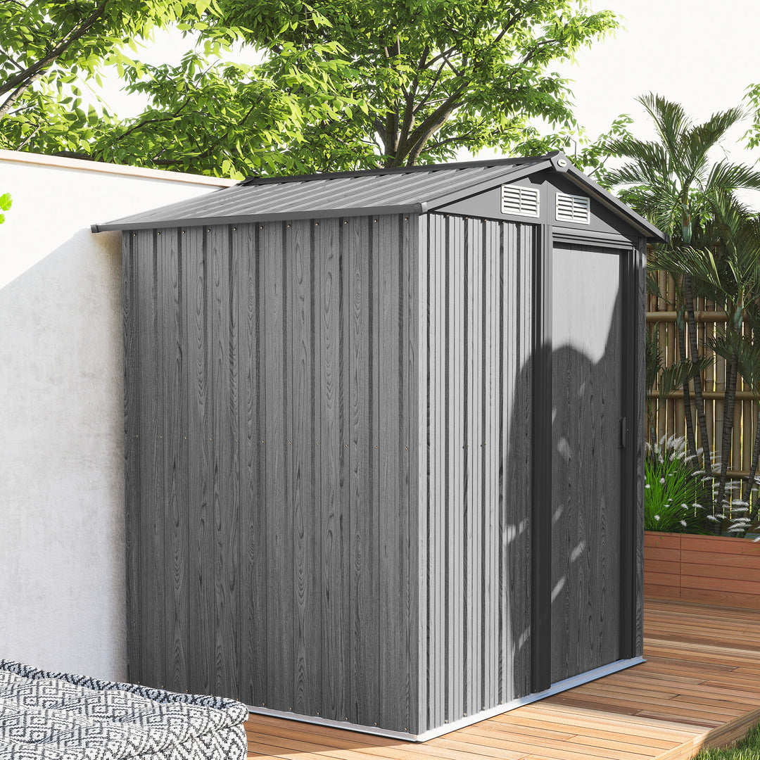 4.3 x 5ft Outdoor Garden Storage Shed - Grey Wood Effect