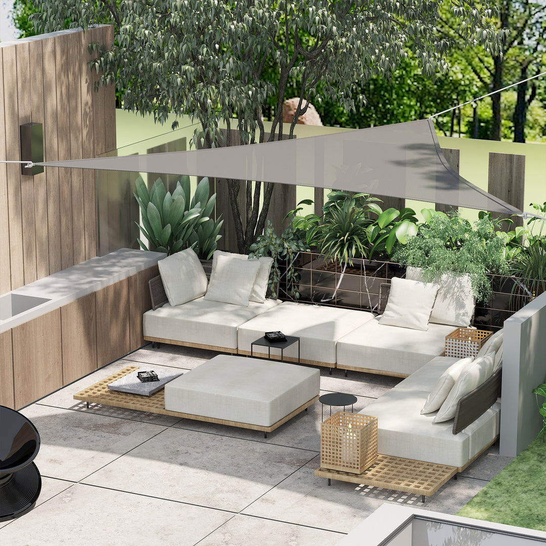 MCL 4x4x4m Triangle Sun Shade Sail, Outdoor UV Protection HDPE Canopy, Patio Deck Shelter with Steel Rings and Ropes, Grey