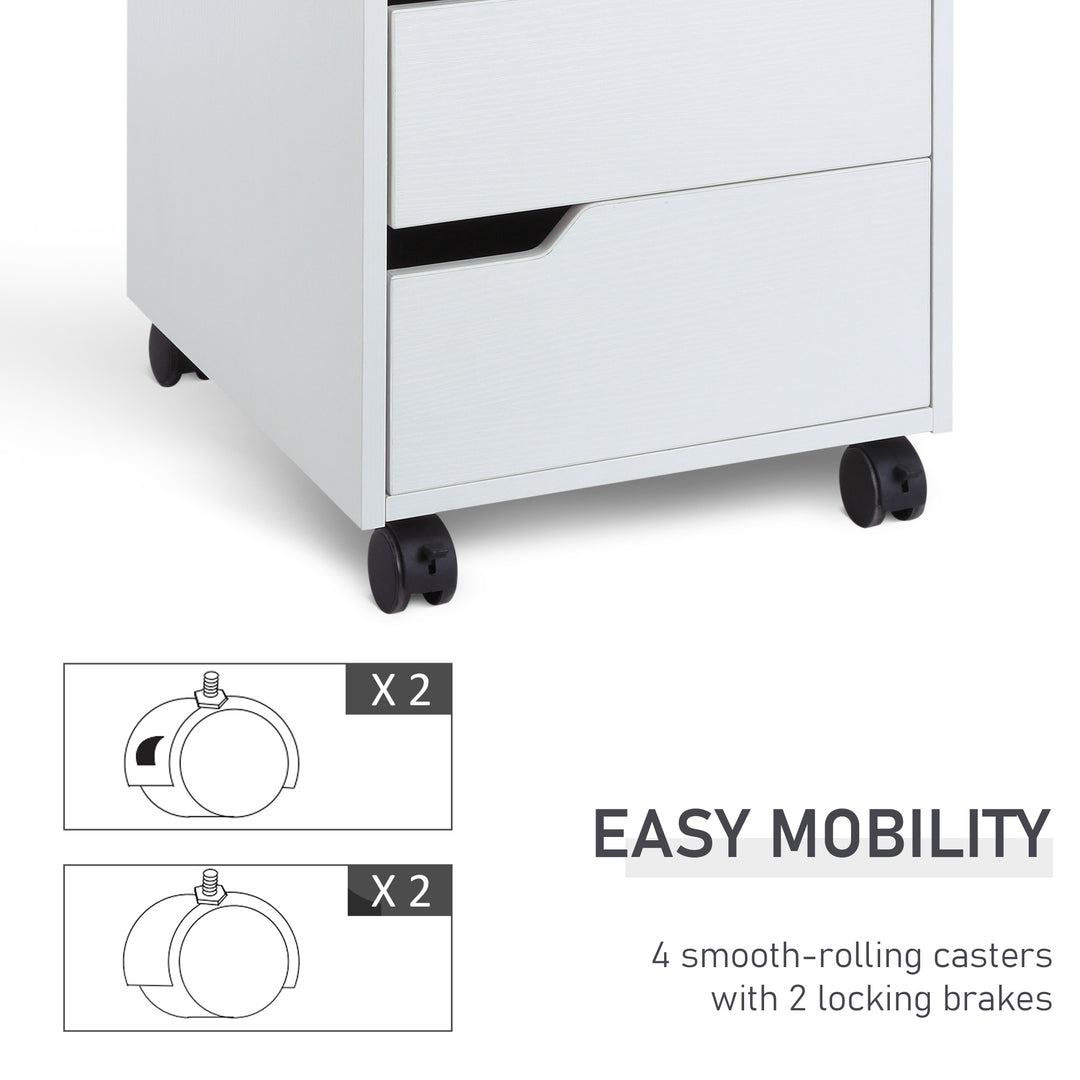 MCL 3 Drawer Mobile File Cabinet, Vertical Filing Cabinet with Wheels for Home Office, White
