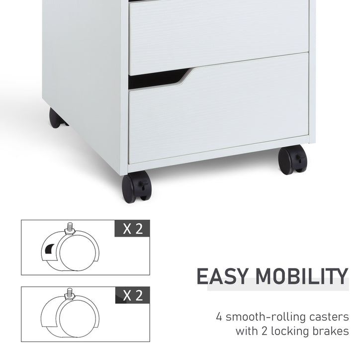 MCL 3 Drawer Mobile File Cabinet, Vertical Filing Cabinet with Wheels for Home Office, White