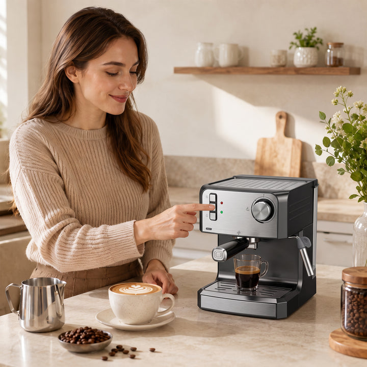 Espresso Machine, 20-Bar Semi Automatic Cappuccino Coffee Maker with F