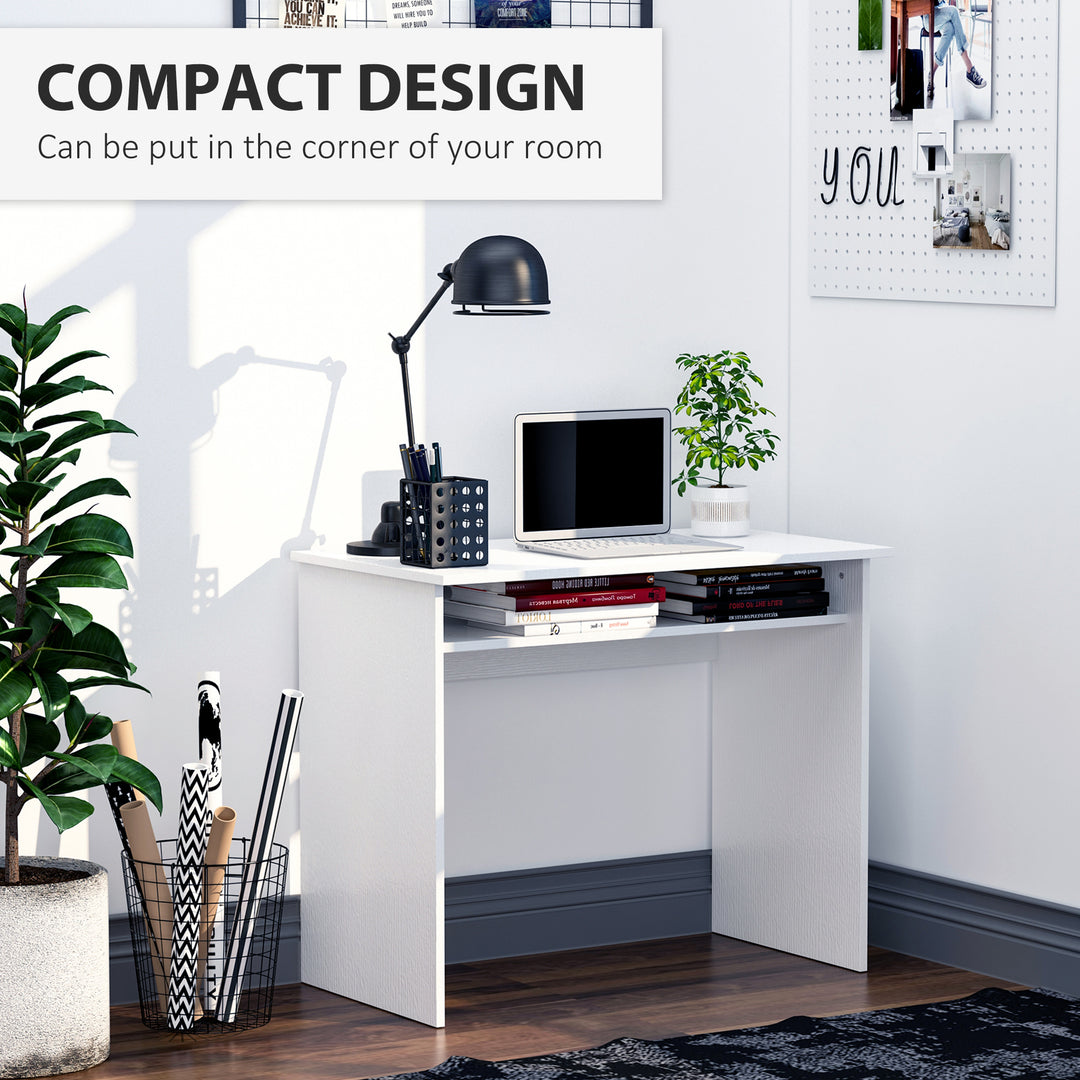 HOMCOM Working Desk with Storage Shelf, Writing Desk, Computer Tablek, Writing Reading for Home and Office, White | Aosom UK