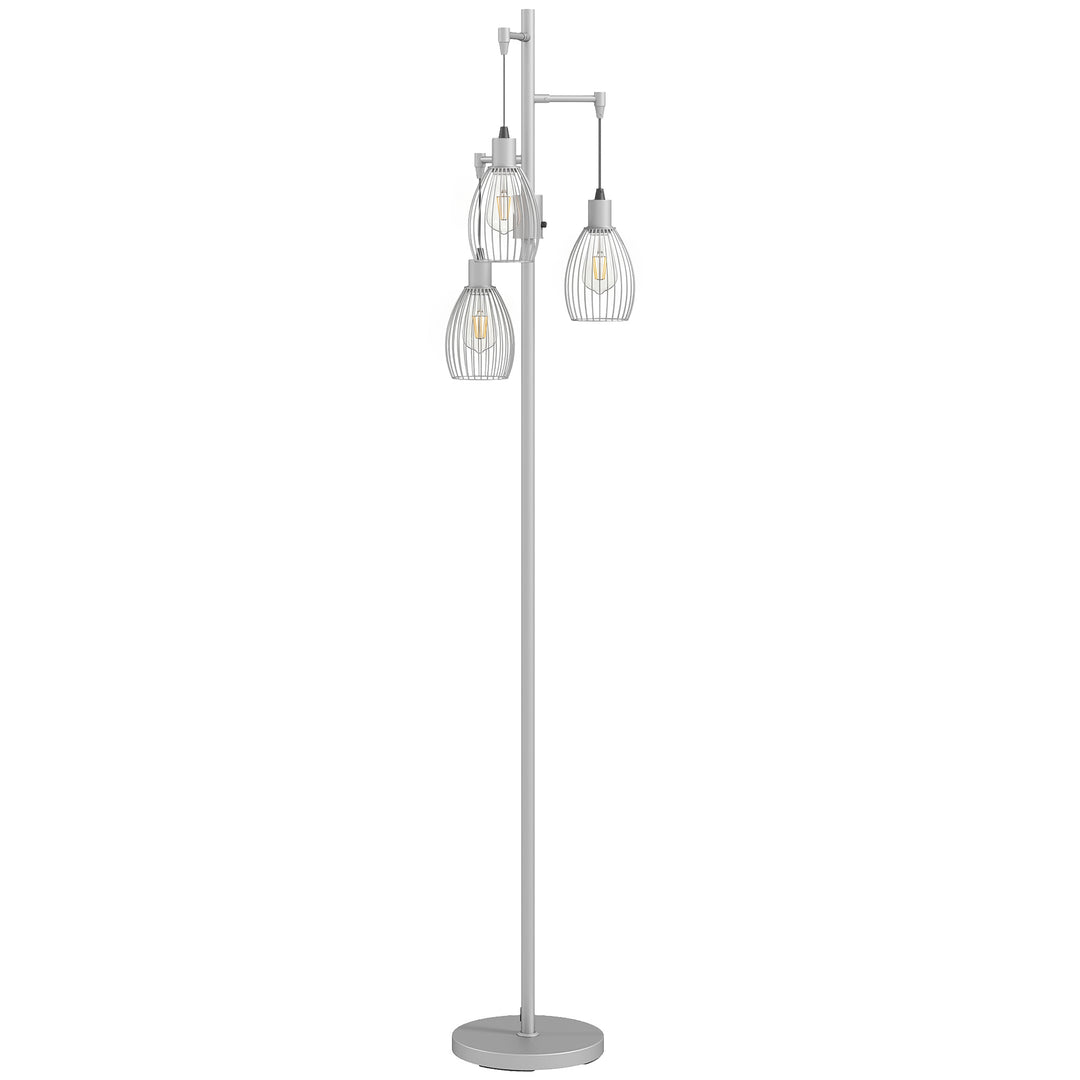 170.5cm Industrial Dimmable Standing Lamp, 3-Light Floor Lamp with Ste