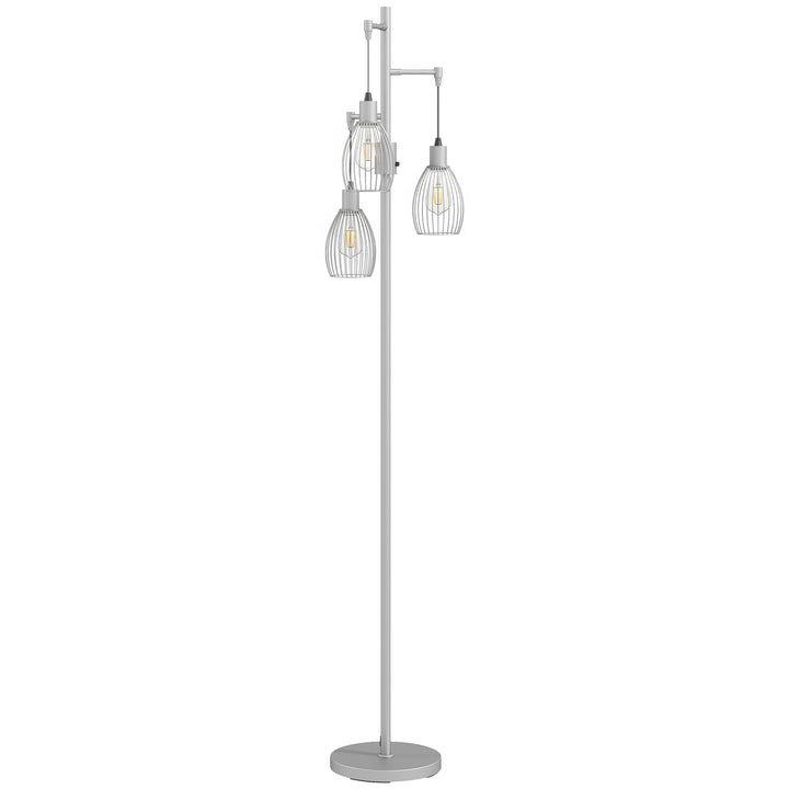170.5cm Industrial Dimmable Standing Lamp, 3-Light Floor Lamp with Ste