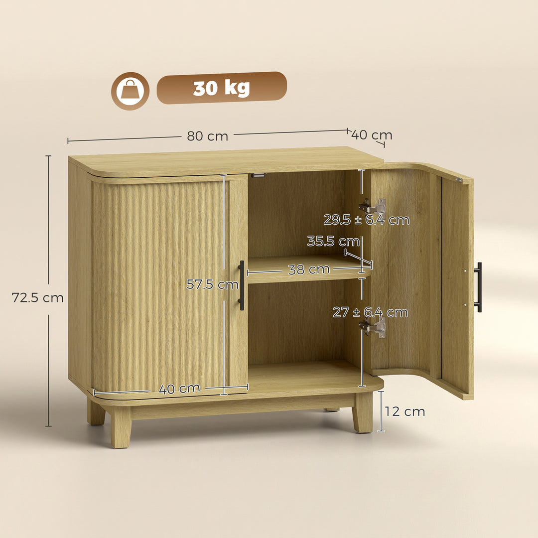 80cm Sideboard Buffet Cabinet, Storage Cabinet with 2 Curved Doors - view 3