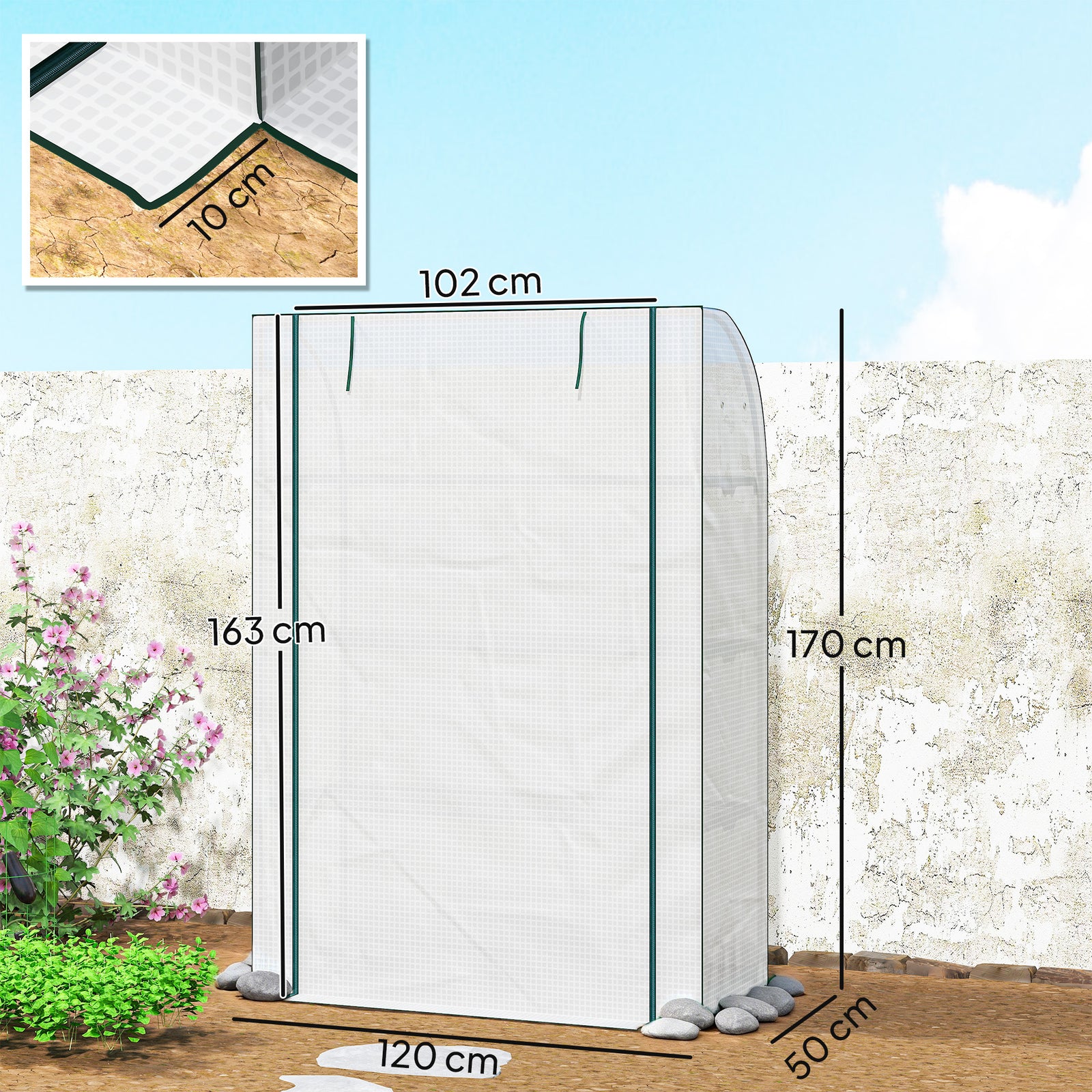 Mini Greenhouse with Reinforced PE Cover, Portable Indoor Outdoor Gree