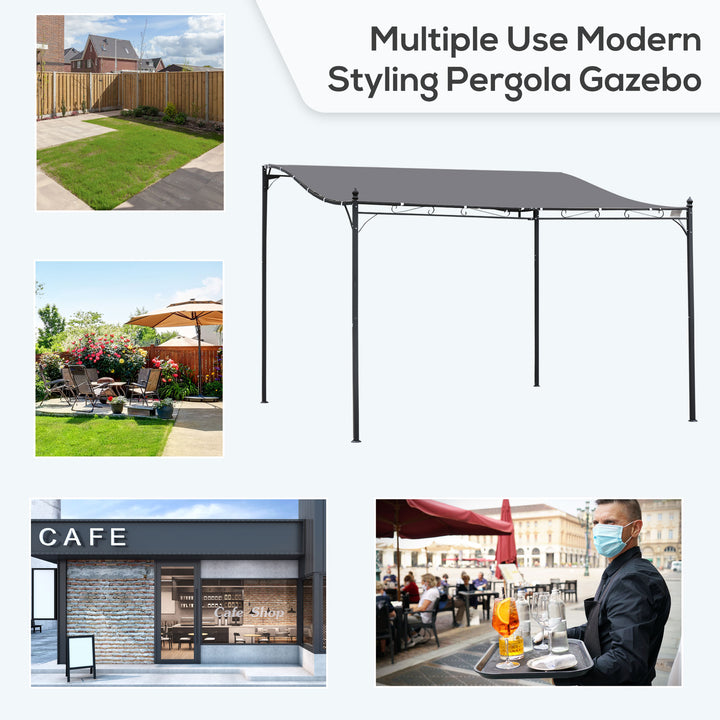 MCL 4 x 3 Meters Canopy Metal Wall Gazebo Awning Garden Marquee Shelter Door Porch - Grey