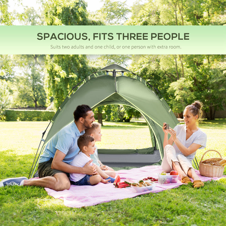 Outsunny Three Man Pop Up Tent Camping Festival Hiking Family Travel Shelter Portable | Aosom UK