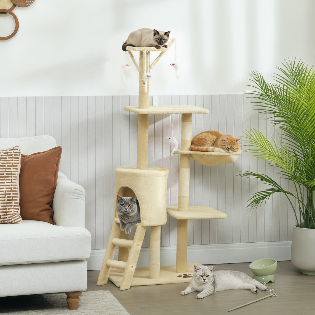 Multi-Level Cat Tower, 134cm Cat Tree with Condo and Sisal Scratching 