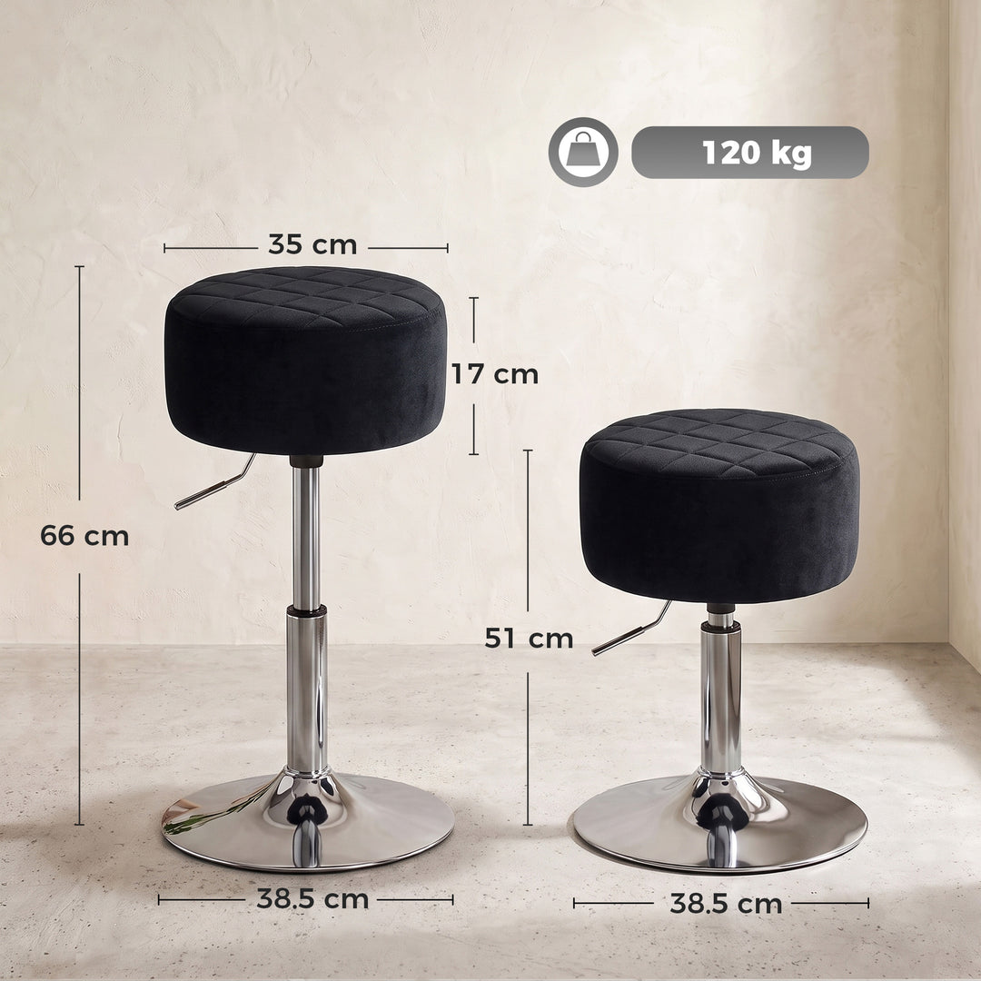 Bar Stool Adjustable Swivel Chair Velvet-Feel Seat 1 Piece, Black
