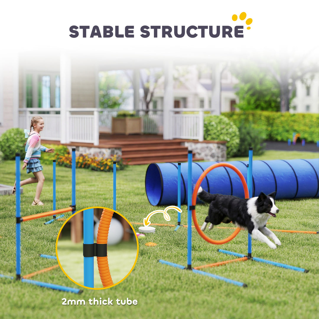 Dog Agility Equipment, 8PCS Agility Training Set with Tunnel, Weave Po