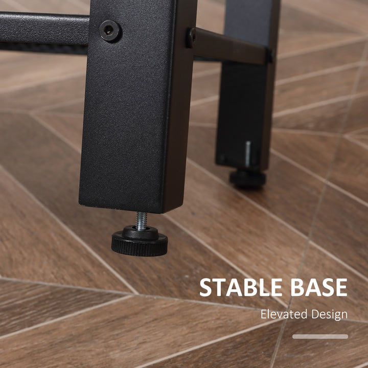 MCL Tall Side Table with 3 Layer, 2 Shelves Storage Display Industrial-Style, Metal Frame, Bedside End Table for Living Room Bedroom, Oak and Black