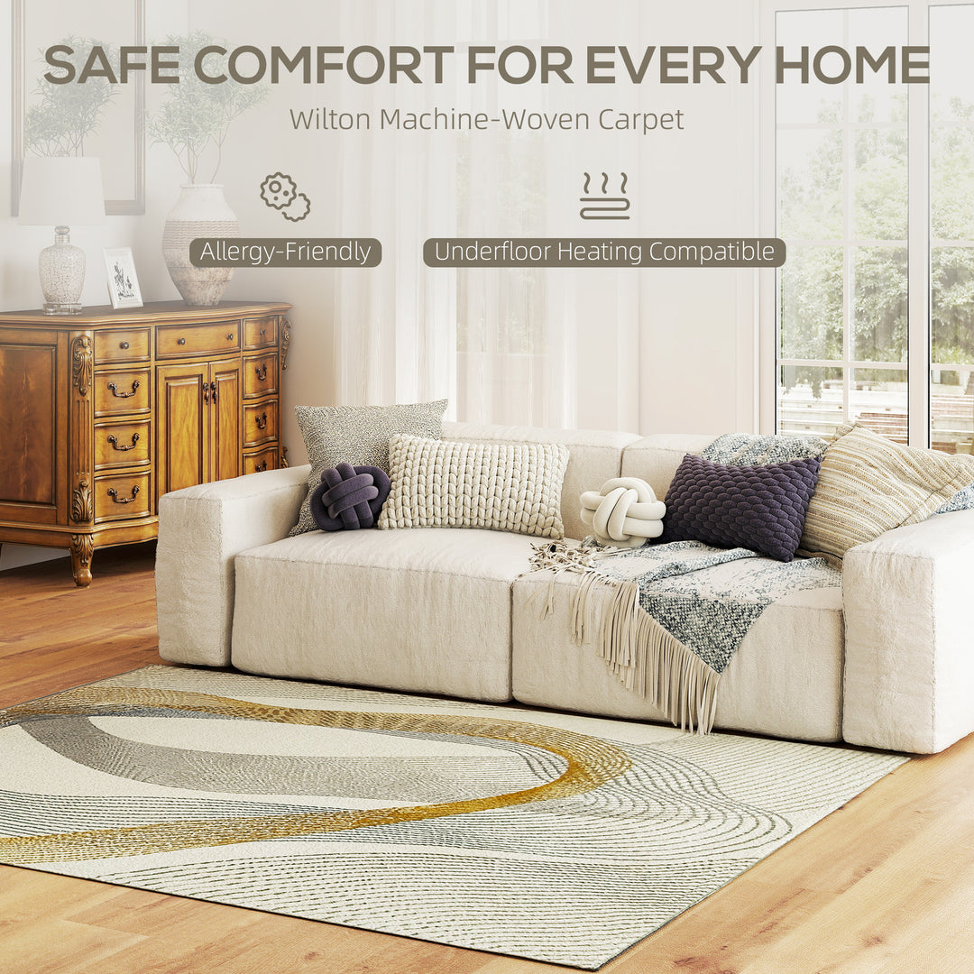 Modern Area Rug, Machine Washable Rug, Allergy-Friendly Floor Carpet for Living Room, Bedroom, Dining Room, Home Office, 170 x 120 cm, Cream White