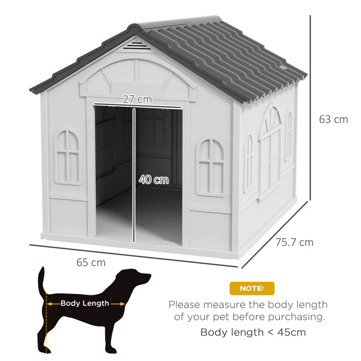 PawHut Plastic Weatherproof Dog House, Grey