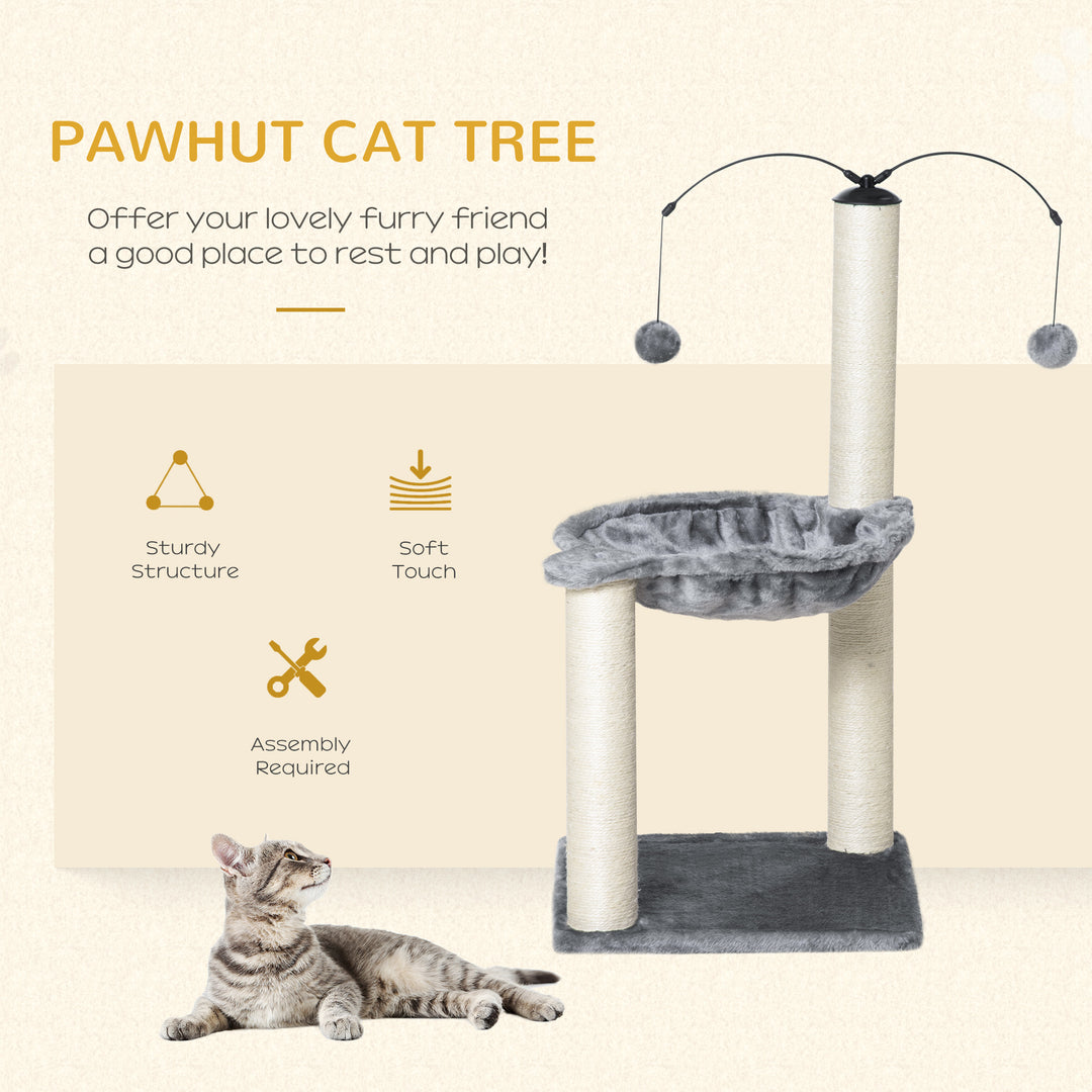 83cm Cat Tree Tower for Indoor Cats w/ Sisal Scratching Post Hammock Hanging Toy Activity Centre - Grey
