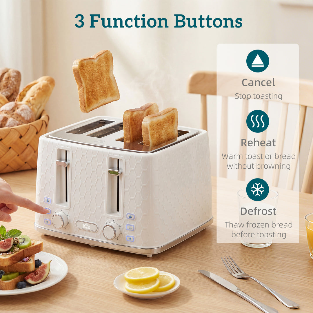 Kettle and Toaster Set, 1.7L 3000W Rapid Kettle with Strix Thermostat, 4 Slice Toaster with 7 Browning Controls