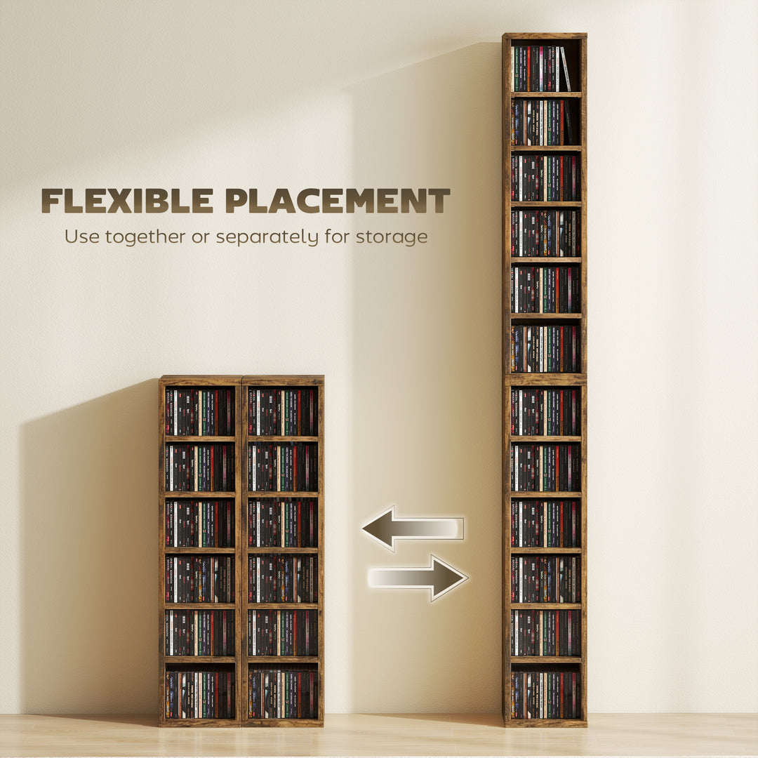 Set of 2 CD Media Display Shelf Unit Tower Rack with Adjustable Shelve