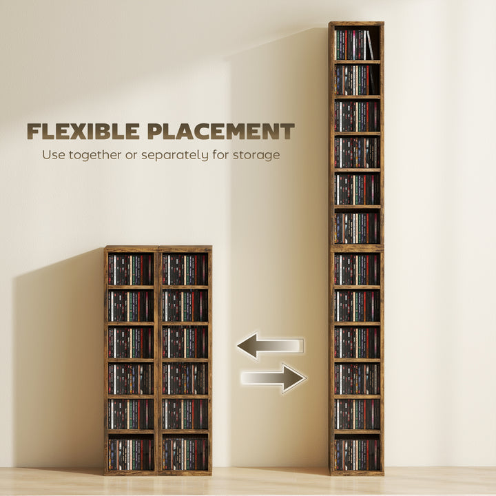 Set of 2 CD Media Display Shelf Unit Tower Rack with Adjustable Shelve