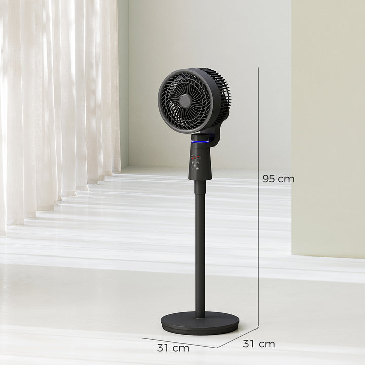 Pedestal Air Circulation Fan with Oscillating, Light Off, Black