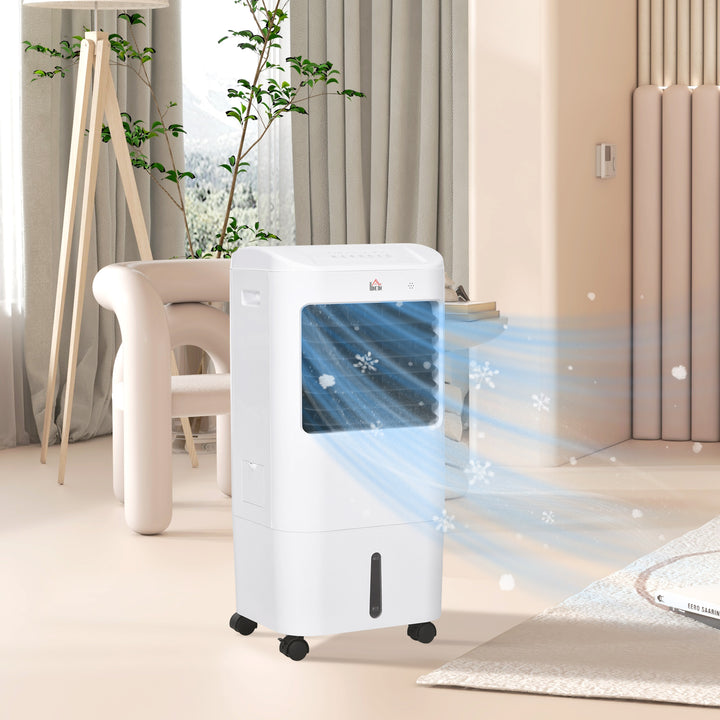 HOMCOM 78cm Portable Evaporative Air Cooler, 3-In-1 Ice Cooling Fan Cooler, Water Conditioner Humidifier Unit w/ Remote, 7.5H Timer | Aosom UK