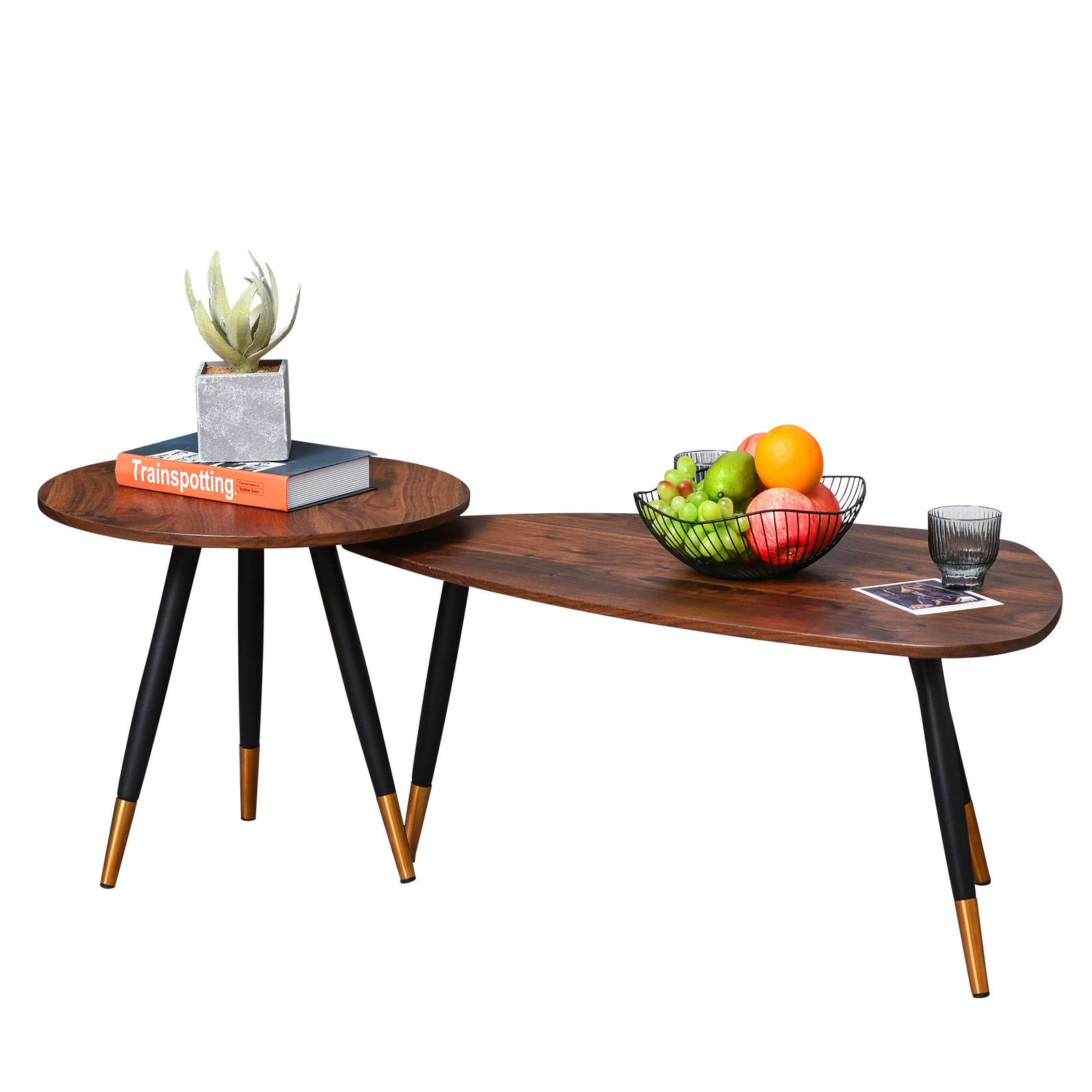Set of Two Scandinavian-Style Coffee Tables - Walnut