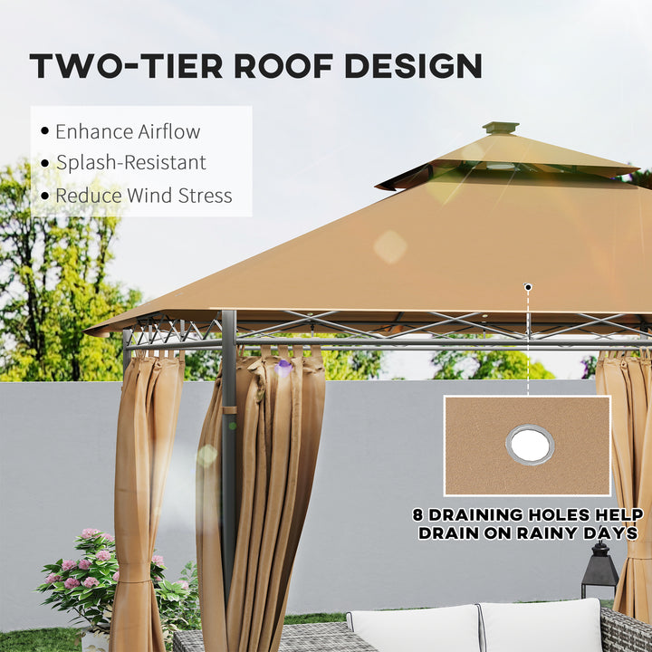 3 x 3 m Solar LED Metal Gazebo - Brown