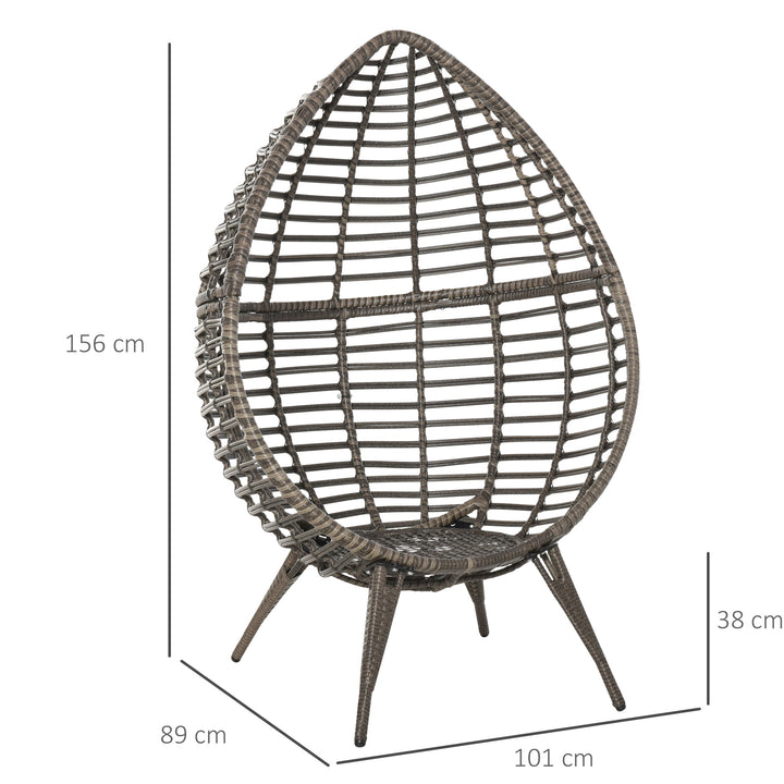 Teardop PE Wicker Rattan Chair w/ Thick Cushions 4 Legs Outdoor Seat Egg Garden