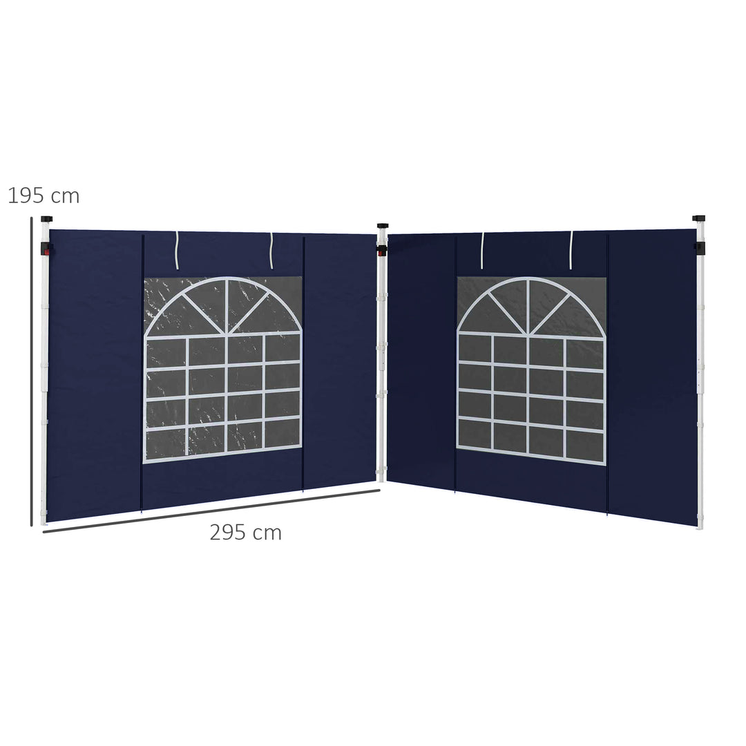 Set of Two 195 x 295cm Replacement Gazebo Side Walls - Blue