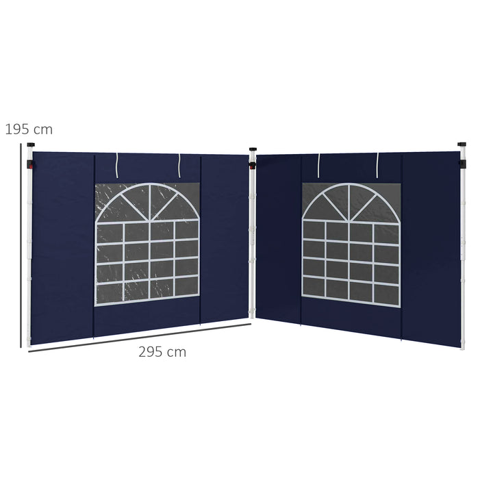 Set of Two 195 x 295cm Replacement Gazebo Side Walls - Blue