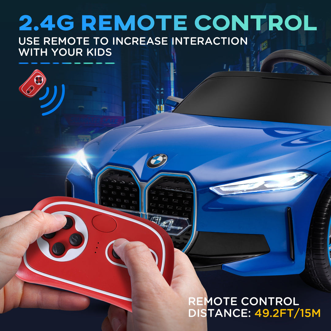 BMW i4 Licensed 12V Kids Electric Ride-On Car, Blue