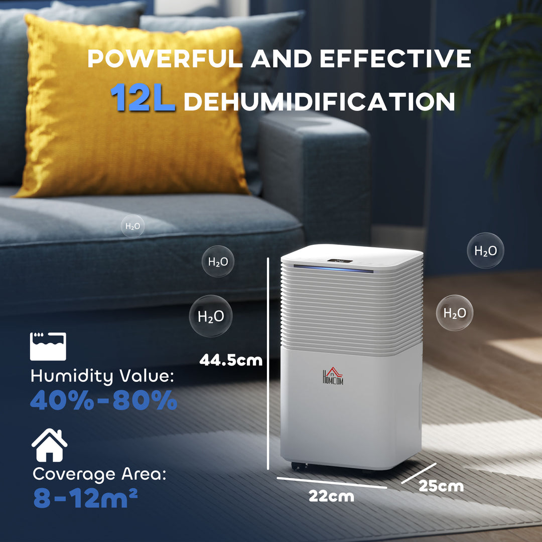12L/Day 2000ML Portable Quiet Dehumidifier for Home Laundry Room Bedroom Basement, Electric Moisture Air De-Humidifier with 3 Modes