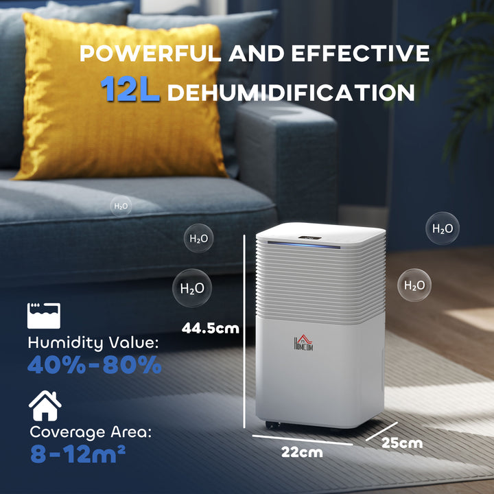 12L/Day 2000ML Portable Quiet Dehumidifier for Home Laundry Room Bedroom Basement, Electric Moisture Air De-Humidifier with 3 Modes
