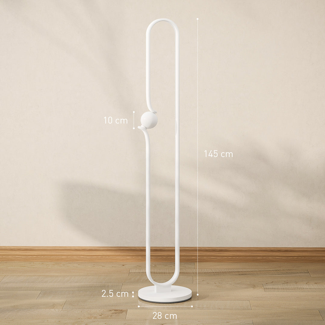 LED Floor Lamp, Dimmable Floor Standing Lamp with Glass Night Light, Foot Switch for Living Room, Bedroom, Office, White