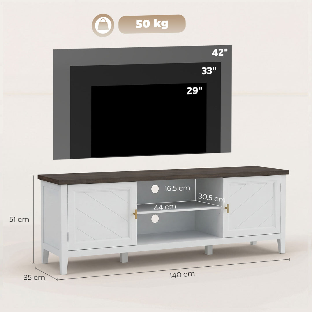 TV Unit for TVs up to 42 Inch, Farmhouse Entertainment Centre with 2 O