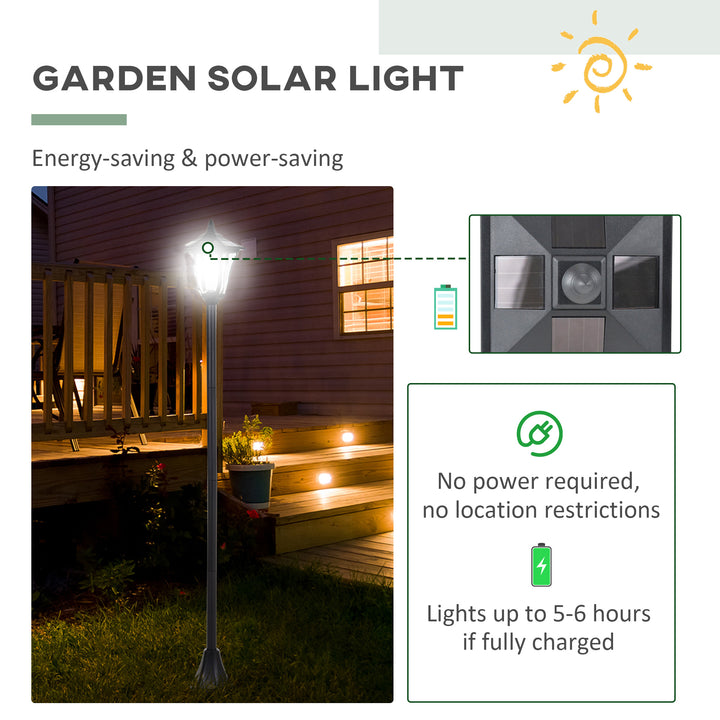 Outsunny Outdoor Solar Powered Post Lamp Sensor Dimmable LED Lantern Bollard Pathway 1.2M Tall – Black