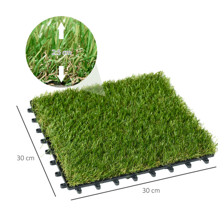 10-Piece Artificial Grass Set, Weatherproof Turf Tiles, 25mm Pile - view 3
