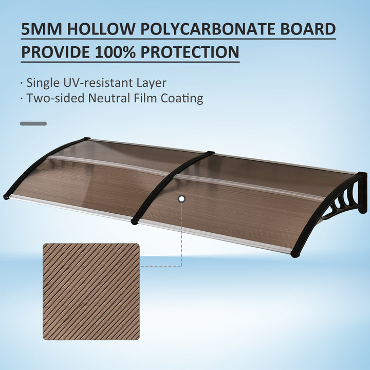 Front Door Canopy, Waterproof Outdoor Awning, 75 x 195 cm Rain Shelter for Window, Porch and Front/Back Door, Brown