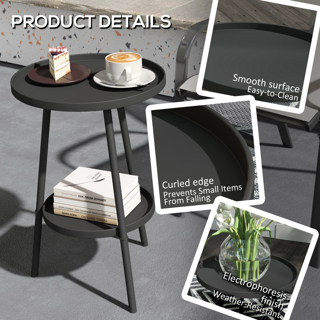 Two-Tier Metal Garden Table - Black