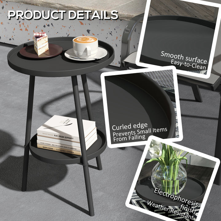 Two-Tier Metal Garden Table - Black