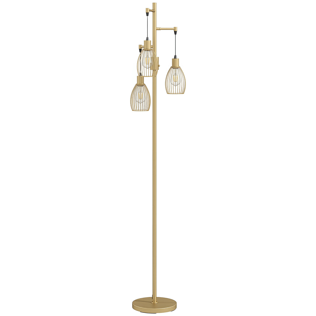 170.5cm Industrial Dimmable Standing Lamp, 3-Light Floor Lamp with Ste