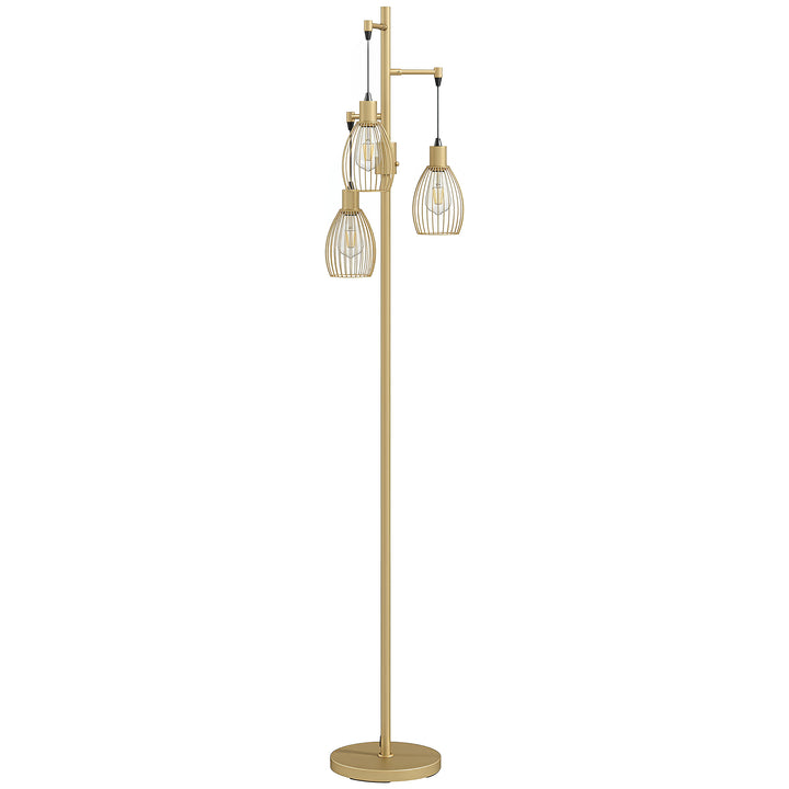 170.5cm Industrial Dimmable Standing Lamp, 3-Light Floor Lamp with Ste