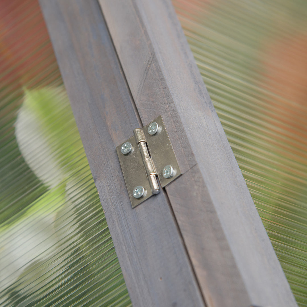 MCL Wooden Cold Frame Garden Polycarbonate Greenhouse with Openable Top Cover, Grow House for Flowers, Vegetables, Plants, 90 x 52 x 50cm, Grey