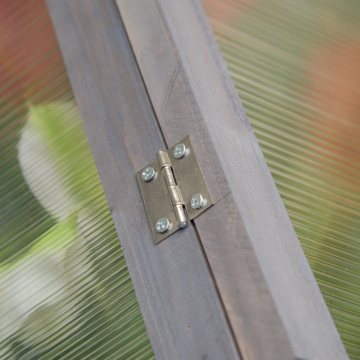 MCL Wooden Cold Frame Garden Polycarbonate Greenhouse with Openable Top Cover, Grow House for Flowers, Vegetables, Plants, 90 x 52 x 50cm, Grey