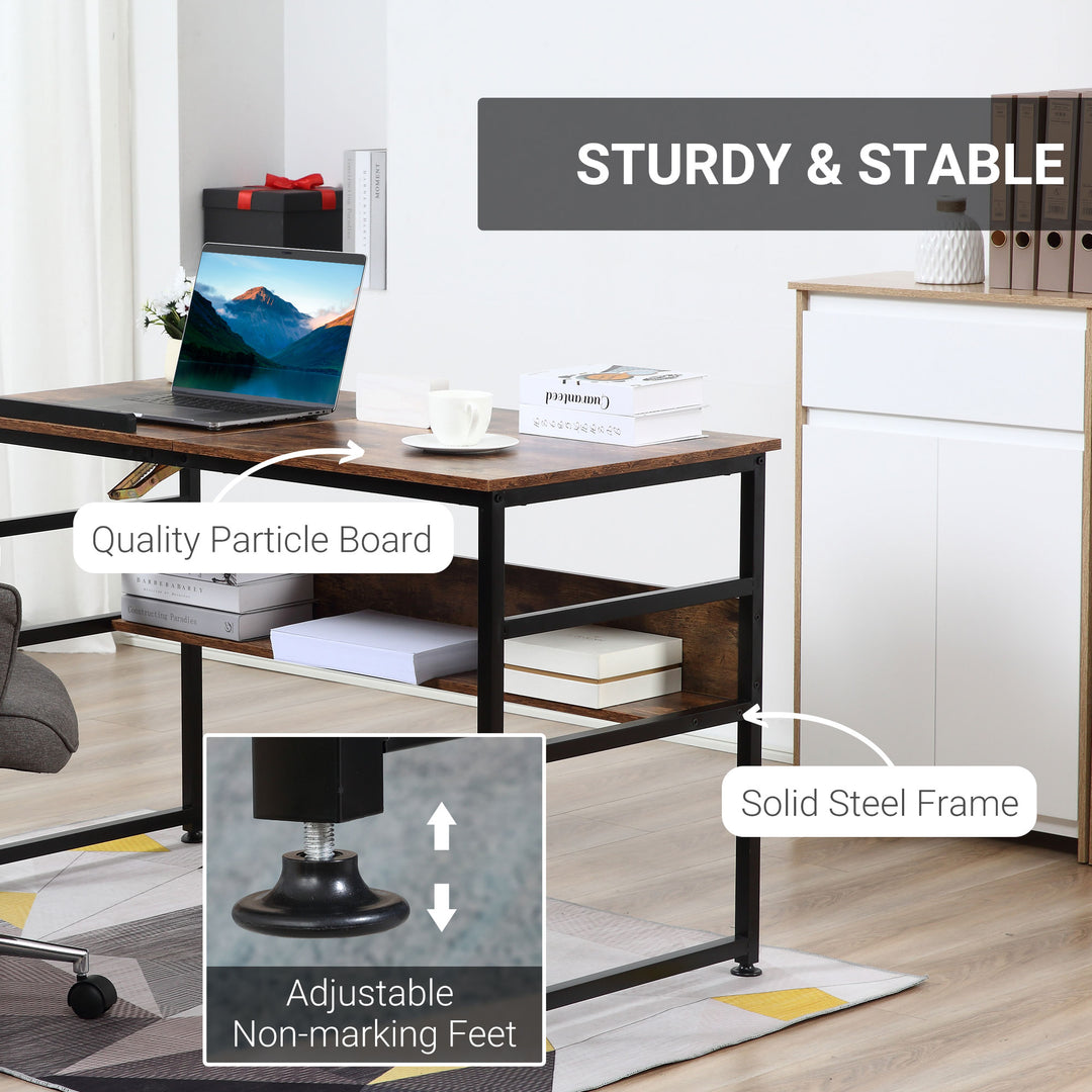 Adjustable Drafting Table Art Desk Drawing Table, Craft Desk Workstation for Painting, Multifunctional Writing Desk w/ 15-Level Tiltable Tabletop and Storage Shelf, Home Office, Rustic Brown
