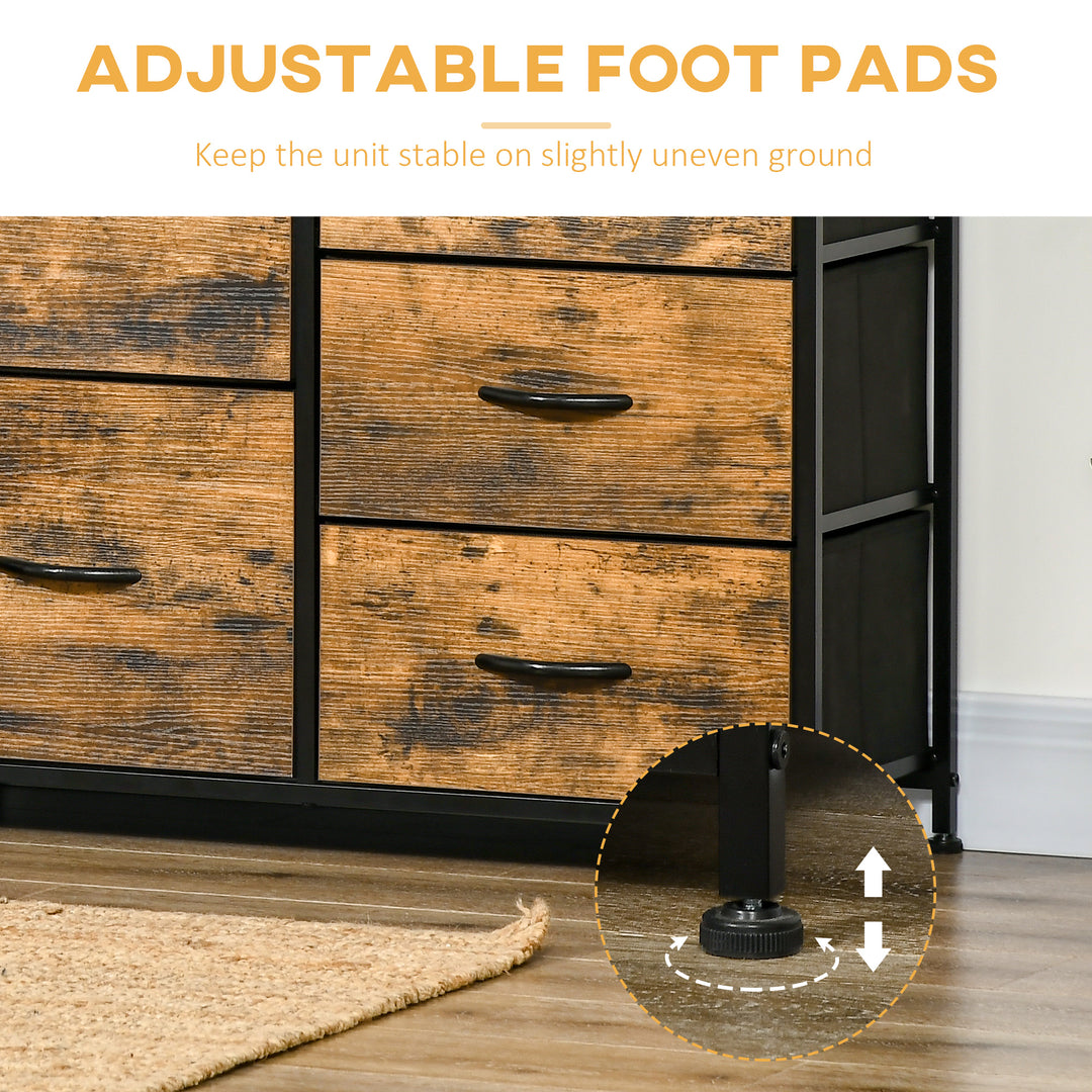MCL Bedroom Chest of Drawers, Industrial 5 Fabric Drawer Dresser with Open Shelf for Living Room, Rustic Brown
