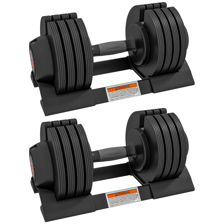 SPORTNOW 2 x 20KG Adjustable Dumbbells Set, 4-in-1 Weights Set with Storage Tray and Non-Slip Handle, Home Gym Fitness Equipment, Black | Aosom UK