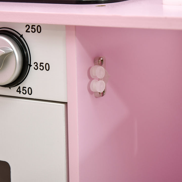 Kids Kitchen Playset, with Lights, Sounds, Microwave, Sink and Storage - Pink
