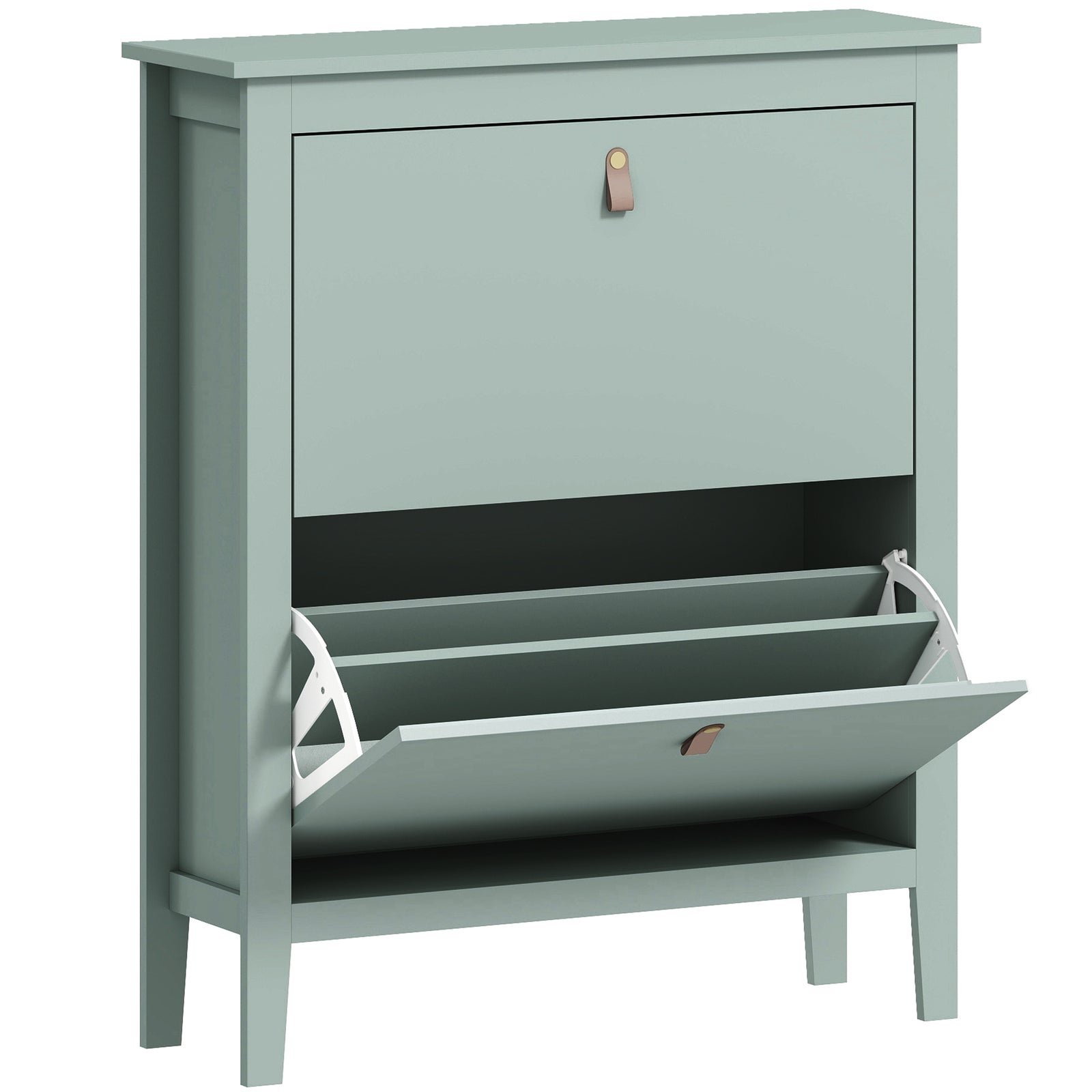Modern Two-Drawer Shoe Cabinet - Green